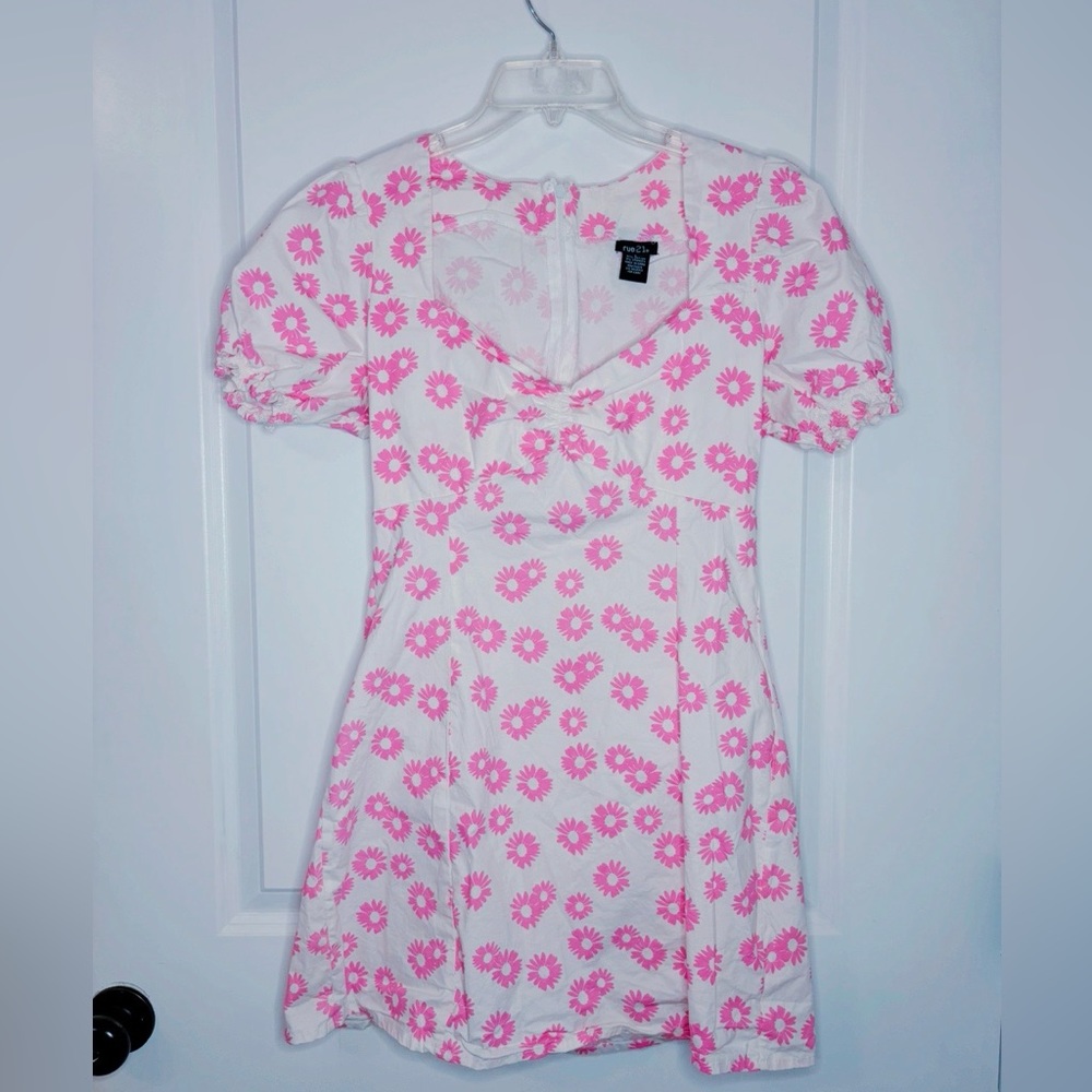 Pink and white floral dress